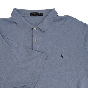 Polo Ralph Lauren Men 4XLT Blue Heather Short Sleeve Pony Logo Polo Shirt Tall